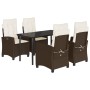 Set comedor de jardín 5 piezas y cojines ratán sintético marrón de , Conjuntos de jardín - Ref: Foro24-3212775, Precio: 662,8...