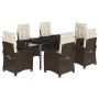 Set comedor de jardín 7 pzas con cojines ratán sintético marrón de , Conjuntos de jardín - Ref: Foro24-3212777, Precio: 919,9...