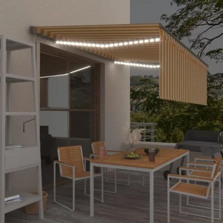 Toldo automático persiana LED sensor de viento amarillo 4x3m de vidaXL, Toldos - Ref: Foro24-3069433, Precio: 605,30 €, Descu...