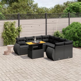 Set de sofás de jardín 8 piezas y cojines ratán sintético negro en Conjuntos de jardín | Comprar online en Foru.es