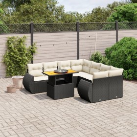 Set de sofás de jardín 8 piezas y cojines ratán sintético negro en Conjuntos de jardín | Comprar online en Foru.es