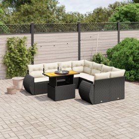 Set de sofás de jardín 8 piezas y cojines ratán sintético negro en Conjuntos de jardín | Comprar online en Foru.es