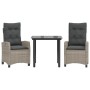 Set comedor de jardín 3 pzas cojines ratán sintético gris claro de , Conjuntos de jardín - Ref: Foro24-3212852, Precio: 302,2...