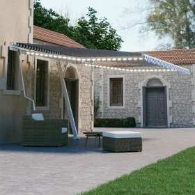 Toldo automático LED sensor de viento azul y blanco 450x300 cm de vidaXL, Toldos - Ref: Foro24-3069571, Precio: 725,94 €, Des...