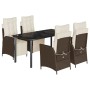 Set comedor de jardín 5 piezas y cojines ratán sintético marrón de , Conjuntos de jardín - Ref: Foro24-3213416, Precio: 680,4...
