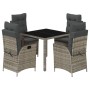 Set comedor de jardín 5 piezas con cojines ratán sintético gris de , Conjuntos de jardín - Ref: Foro24-3213327, Precio: 686,5...
