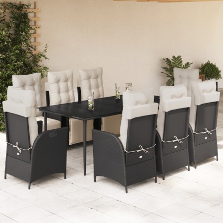 Set de comedor de jardín 9 pzas y cojines ratán sintético negro de , Conjuntos de jardín - Ref: Foro24-3213384, Precio: 1,00 ...