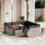 Set de muebles de jardín 9 pzas y cojines ratán sintético gris en Conjuntos de jardín | Comprar online en Foru.es