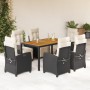 Set de comedor de jardín 7 pzas y cojines ratán sintético negro de , Conjuntos de jardín - Ref: Foro24-3212903, Precio: 841,6...