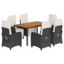 Set de comedor de jardín 7 pzas y cojines ratán sintético negro de , Conjuntos de jardín - Ref: Foro24-3212903, Precio: 841,6...
