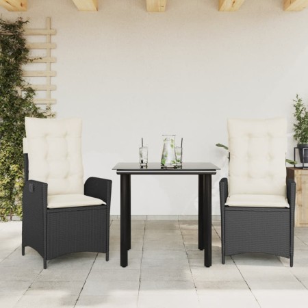 Set comedor de jardín 3 pzas con cojines ratán sintético negro de , Conjuntos de jardín - Ref: Foro24-3213164, Precio: 313,26...