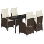 Set comedor de jardín 5 piezas y cojines ratán sintético marrón de , Conjuntos de jardín - Ref: Foro24-3213208, Precio: 616,1...