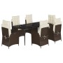 Set comedor de jardín 7 pzas con cojines ratán sintético marrón de , Conjuntos de jardín - Ref: Foro24-3213201, Precio: 971,4...