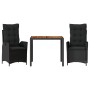 Set comedor de jardín 3 pzas con cojines ratán sintético negro de , Conjuntos de jardín - Ref: Foro24-3213094, Precio: 342,36...