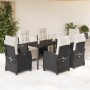 Set de comedor de jardín 7 pzas y cojines ratán sintético negro de , Conjuntos de jardín - Ref: Foro24-3212957, Precio: 822,7...