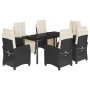Set de comedor de jardín 7 pzas y cojines ratán sintético negro de , Conjuntos de jardín - Ref: Foro24-3212957, Precio: 822,7...