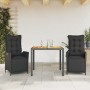 Set comedor de jardín 3 pzas con cojines ratán sintético negro de , Conjuntos de jardín - Ref: Foro24-3213338, Precio: 374,19...