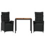 Set comedor de jardín 3 pzas con cojines ratán sintético negro de , Conjuntos de jardín - Ref: Foro24-3213338, Precio: 374,19...