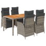 Set comedor de jardín 5 piezas con cojines ratán sintético gris de , Conjuntos de jardín - Ref: Foro24-3213346, Precio: 653,9...