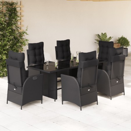 Set de comedor de jardín 7 pzas y cojines ratán sintético negro de , Conjuntos de jardín - Ref: Foro24-3213352, Precio: 955,3...