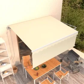 Automatic retractable awning with blind 4.5x3 m cream color by vidaXL, Awnings - Ref: Foro24-3069327, Price: 428,30 €, Discou...