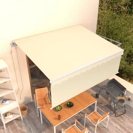 Automatic retractable awning with blind 4.5x3 m cream color by vidaXL, Awnings - Ref: Foro24-3069327, Price: 428,30 €, Discou...