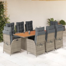 Set comedor jardín 9 pzas y cojines ratán sintético gris de , Conjuntos de jardín - Ref: Foro24-3213371, Precio: 1,00 €, Desc...