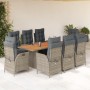 Set comedor jardín 9 pzas y cojines ratán sintético gris de , Conjuntos de jardín - Ref: Foro24-3213371, Precio: 1,00 €, Desc...
