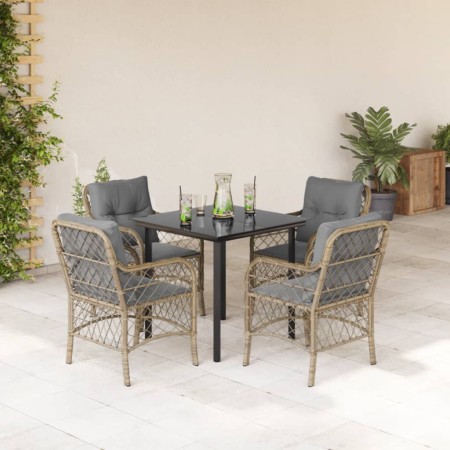 Set comedor de jardín 5 pzas con cojines ratán sintético beige de , Conjuntos de jardín - Ref: Foro24-3212160, Precio: 484,74...