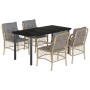 Set comedor de jardín 5 pzas con cojines ratán sintético beige de , Conjuntos de jardín - Ref: Foro24-3212162, Precio: 559,47...