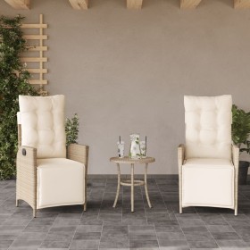 Sillones reclinables jardín con reposapiés 2 uds ratán PE beige de , Sillas de jardín - Ref: Foro24-365292, Precio: 253,33 €,...