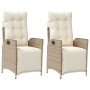 Sillones reclinables jardín con reposapiés 2 uds ratán PE beige de , Sillas de jardín - Ref: Foro24-365292, Precio: 253,33 €,...