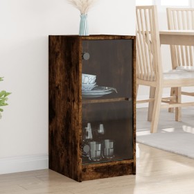 Armario auxiliar puertas de vidrio roble ahumado 35x37x75,5 cm de , Aparadores - Ref: Foro24-836403, Precio: 51,35 €, Descuen...