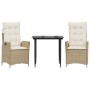 Set comedor de jardín 3 pzas con cojines ratán sintético beige de , Conjuntos de jardín - Ref: Foro24-3213234, Precio: 339,80...