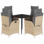 Set comedor de jardín 5 pzas con cojines ratán sintético beige de , Conjuntos de jardín - Ref: Foro24-3213255, Precio: 549,12...