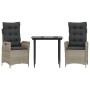 Set comedor de jardín 3 pzas cojines ratán sintético gris claro de , Conjuntos de jardín - Ref: Foro24-3213274, Precio: 325,4...