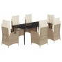 Set comedor de jardín 7 pzas con cojines ratán sintético beige de , Conjuntos de jardín - Ref: Foro24-3213241, Precio: 956,19...
