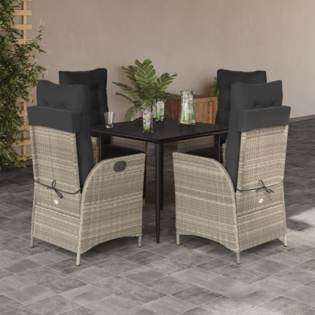 Set comedor de jardín 5 pzas cojines ratán sintético gris claro de , Conjuntos de jardín - Ref: Foro24-3213276, Precio: 549,7...