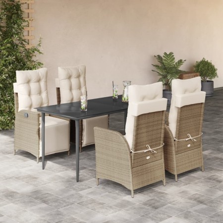 Set comedor de jardín 5 pzas con cojines ratán sintético beige de , Conjuntos de jardín - Ref: Foro24-3213437, Precio: 734,91...