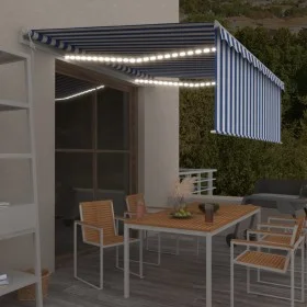 Toldo automático persiana LED sensor viento azul blanco 4,5x3 m de vidaXL, Toldos - Ref: Foro24-3069331, Precio: 646,52 €, De...