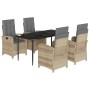 Set comedor de jardín 5 pzas con cojines ratán sintético beige de , Conjuntos de jardín - Ref: Foro24-3212394, Precio: 662,40...