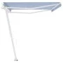 Toldo de pie retráctil manual azul y blanco 500x350 cm de vidaXL, Toldos - Ref: Foro24-3069656, Precio: 517,46 €, Descuento: %