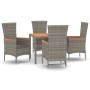 Set comedor de jardín 5 piezas con cojines ratán sintético gris de , Conjuntos de jardín - Ref: Foro24-3157536, Precio: 484,6...