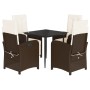 Set comedor de jardín 5 piezas y cojines ratán sintético marrón de , Conjuntos de jardín - Ref: Foro24-3212543, Precio: 596,1...