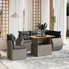 Set de muebles de jardín 6 pzas y cojines ratán sintético gris en Conjuntos de jardín | Comprar online en Foru.es