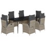 Set comedor jardín 7 pzas y cojines ratán sintético gris claro de , Conjuntos de jardín - Ref: Foro24-3213281, Precio: 894,81...