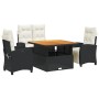 Juego comedor jardín 4 piezas con cojines ratán sintético negro de , Conjuntos de jardín - Ref: Foro24-3277381, Precio: 550,3...