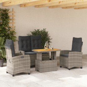 Juego de comedor de jardín 4 piezas con cojines ratán PE gris de , Conjuntos de jardín - Ref: Foro24-3277407, Precio: 483,04 ...
