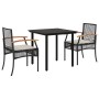 Set comedor de jardín 3 pzas con cojines ratán sintético negro de , Conjuntos de jardín - Ref: Foro24-3213603, Precio: 195,94...