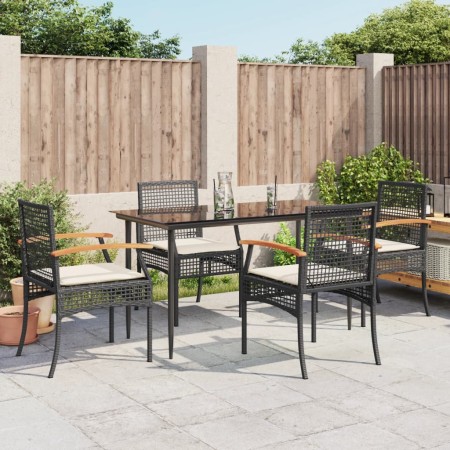 Set de muebles jardín 5 pzas con cojines ratán sintético negro de , Conjuntos de jardín - Ref: Foro24-3213598, Precio: 347,49...